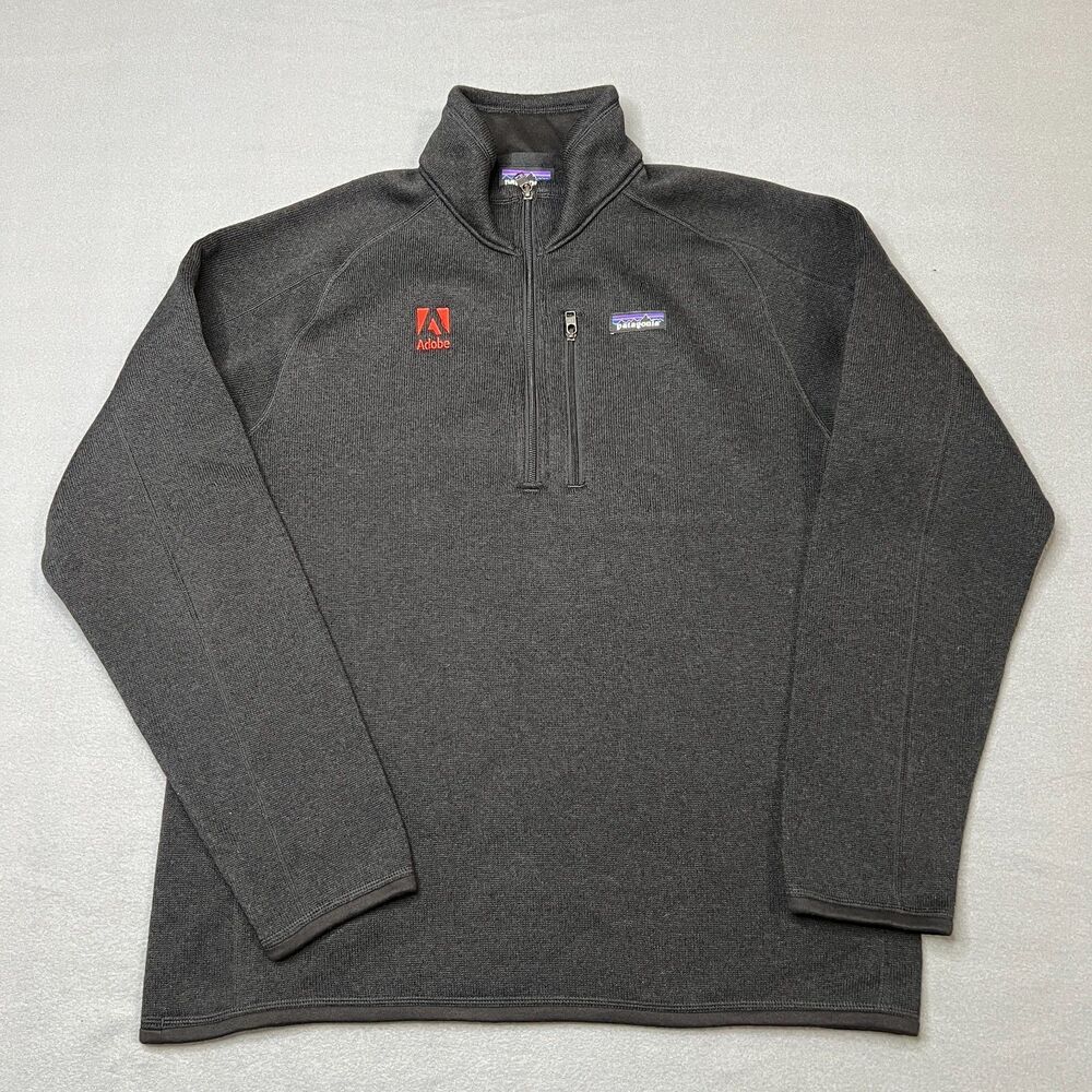 Patagonia Men's Better Sweater Men's Large Black Fleece Adobe Mock Neck 1/4 Zip